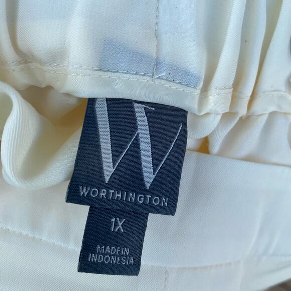 New Worthington Women Cream Pull On Wide Leg Elastic Waist Dress Pants 1X - Picture 5 of 5
